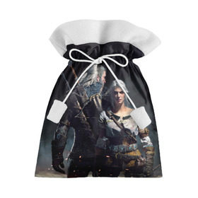 Подарочный 3D мешок с принтом Geralt and Ciri в Новосибирске, 100% полиэстер | Размер: 29*39 см | Тематика изображения на принте: ciri | gerald | roach | wild hunt | witcher | ведьмак | ведьмы | геральд | дикая охота | йен | йеннифер | плотва | цири