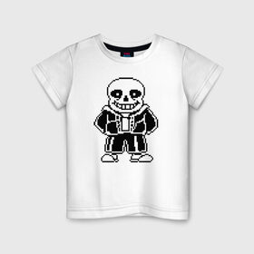 Детская футболка хлопок с принтом Undertale Sans в Новосибирске, 100% хлопок | круглый вырез горловины, полуприлегающий силуэт, длина до линии бедер | 