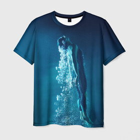 Мужская футболка 3D с принтом Под водой в Новосибирске, 100% полиэфир | прямой крой, круглый вырез горловины, длина до линии бедер | плавание | спорт