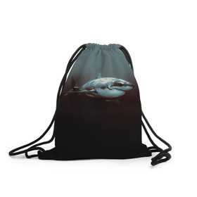 Рюкзак-мешок 3D с принтом Акула в Новосибирске, 100% полиэстер | плотность ткани — 200 г/м2, размер — 35 х 45 см; лямки — толстые шнурки, застежка на шнуровке, без карманов и подкладки | акула | море | хищник
