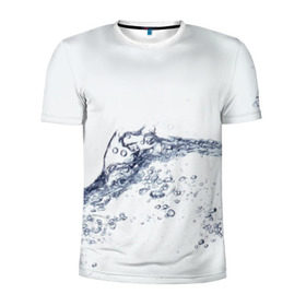 Мужская футболка 3D спортивная с принтом Белая вода в Новосибирске, 100% полиэстер с улучшенными характеристиками | приталенный силуэт, круглая горловина, широкие плечи, сужается к линии бедра | вода | волна | жидкость | пузырьки