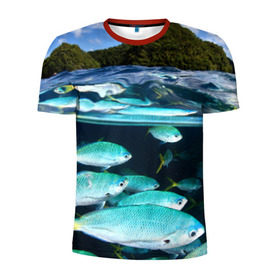 Мужская футболка 3D спортивная с принтом Подводный мир в Новосибирске, 100% полиэстер с улучшенными характеристиками | приталенный силуэт, круглая горловина, широкие плечи, сужается к линии бедра | вода | море | океан | природа | рыба | рыбы