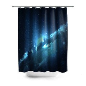 Штора 3D для ванной с принтом Atlantis Nebula в Новосибирске, 100% полиэстер | плотность материала — 100 г/м2. Стандартный размер — 146 см х 180 см. По верхнему краю — пластиковые люверсы для креплений. В комплекте 10 пластиковых колец | вселенная | галактика | звезда | космос | небеса
