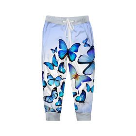 Детские брюки 3D с принтом Бабочки в Новосибирске, 100% полиэстер | манжеты по низу, эластичный пояс регулируется шнурком, по бокам два кармана без застежек, внутренняя часть кармана из мелкой сетки | 8 марта | бабочки | девушкам | подарок