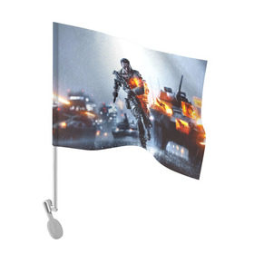 Флаг для автомобиля с принтом Battlefield Multiplayer в Новосибирске, 100% полиэстер | Размер: 30*21 см | Тематика изображения на принте: battlefield | армия | бой | война | игра | солдат