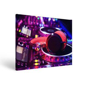 Холст прямоугольный с принтом DJ Mix в Новосибирске, 100% ПВХ |  | Тематика изображения на принте: deejay | dj | диджей | музыка | наушники | пульт