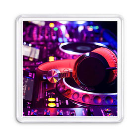 Магнит 55*55 с принтом DJ Mix в Новосибирске, Пластик | Размер: 65*65 мм; Размер печати: 55*55 мм | deejay | dj | диджей | музыка | наушники | пульт