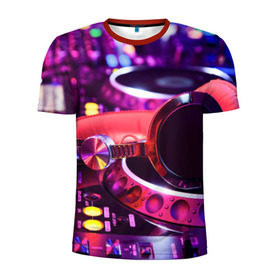 Мужская футболка 3D спортивная с принтом DJ Mix в Новосибирске, 100% полиэстер с улучшенными характеристиками | приталенный силуэт, круглая горловина, широкие плечи, сужается к линии бедра | deejay | dj | диджей | музыка | наушники | пульт