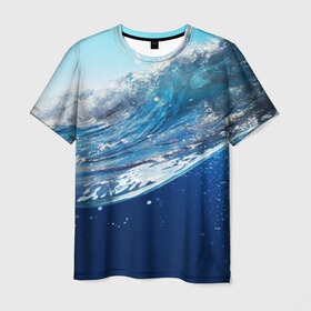 Мужская футболка 3D с принтом Стихия воды в Новосибирске, 100% полиэфир | прямой крой, круглый вырез горловины, длина до линии бедер | вода | волна | жидкость | море | океан | стихия