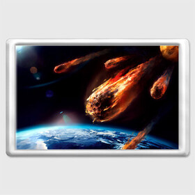 Магнит 45*70 с принтом Метеориты в Новосибирске, Пластик | Размер: 78*52 мм; Размер печати: 70*45 | Тематика изображения на принте: астероид | земля | космос | метеор | планета
