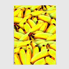 Постер с принтом Банана в Новосибирске, 100% бумага
 | бумага, плотность 150 мг. Матовая, но за счет высокого коэффициента гладкости имеет небольшой блеск и дает на свету блики, но в отличии от глянцевой бумаги не покрыта лаком | бананы | еда | желтые | популярные | прикольные | фрукты