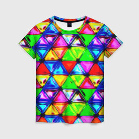 Женская футболка 3D с принтом Треугольник в Новосибирске, 100% полиэфир ( синтетическое хлопкоподобное полотно) | прямой крой, круглый вырез горловины, длина до линии бедер | абстракции | мозаика | прикольные | текстуры | треугольник