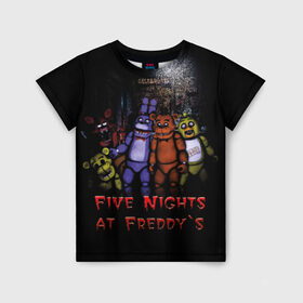 Детская футболка 3D с принтом Five Nights At Freddy`s в Новосибирске, 100% гипоаллергенный полиэфир | прямой крой, круглый вырез горловины, длина до линии бедер, чуть спущенное плечо, ткань немного тянется | Тематика изображения на принте: five nights at freddys | five nights at freddys по мотивам игрыfreddy | игры | мишка | фнаф | фредди