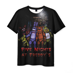 Мужская футболка 3D с принтом Five Nights At Freddy`s в Новосибирске, 100% полиэфир | прямой крой, круглый вырез горловины, длина до линии бедер | five nights at freddys | five nights at freddys по мотивам игрыfreddy | игры | мишка | фнаф | фредди