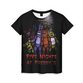 Женская футболка 3D с принтом Five Nights At Freddy`s в Новосибирске, 100% полиэфир ( синтетическое хлопкоподобное полотно) | прямой крой, круглый вырез горловины, длина до линии бедер | five nights at freddys | five nights at freddys по мотивам игрыfreddy | игры | мишка | фнаф | фредди