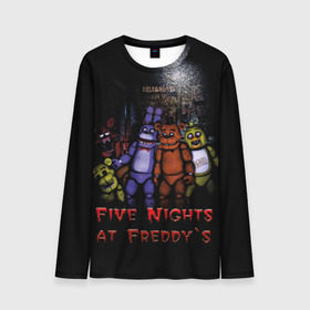 Мужской лонгслив 3D с принтом Five Nights At Freddy`s в Новосибирске, 100% полиэстер | длинные рукава, круглый вырез горловины, полуприлегающий силуэт | five nights at freddys | five nights at freddys по мотивам игрыfreddy | игры | мишка | фнаф | фредди