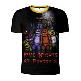 Мужская футболка 3D спортивная с принтом Five Nights At Freddy`s в Новосибирске, 100% полиэстер с улучшенными характеристиками | приталенный силуэт, круглая горловина, широкие плечи, сужается к линии бедра | five nights at freddys | five nights at freddys по мотивам игрыfreddy | игры | мишка | фнаф | фредди