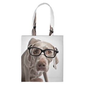 Сумка 3D повседневная с принтом Собака в очках в Новосибирске, 100% полиэстер | Плотность: 200 г/м2; Размер: 34×35 см; Высота лямок: 30 см | в очках | дог | животное | очки | прикол | пятнистый | собака | щенок