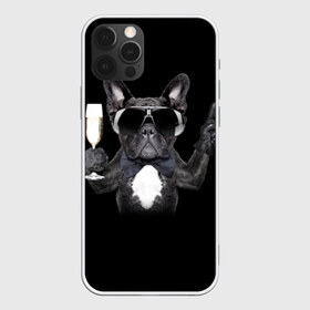 Чехол для iPhone 12 Pro Max с принтом Бульдог в очках в Новосибирске, Силикон |  | Тематика изображения на принте: бульдог | в очках | знак | очки | перчатка | победа | французский | фужер