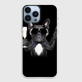 Чехол для iPhone 13 Pro Max с принтом Бульдог в очках в Новосибирске,  |  | Тематика изображения на принте: бульдог | в очках | знак | очки | перчатка | победа | французский | фужер