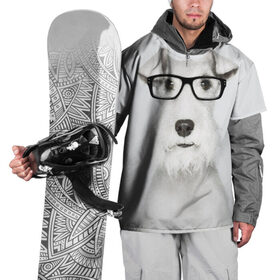 Накидка на куртку 3D с принтом Собака в очках в Новосибирске, 100% полиэстер |  | Тематика изображения на принте: белый | домашнее | животное | очки | пес | прикол | собака в очках | умный | ученый | эрдельтерьер