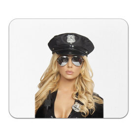 Коврик прямоугольный с принтом Девушка полицейский в Новосибирске, натуральный каучук | размер 230 х 185 мм; запечатка лицевой стороны | блондинка | девушка | кожа | очки | форма | фуражка