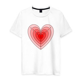 Мужская футболка хлопок с принтом Сердце-мишень в Новосибирске, 100% хлопок | прямой крой, круглый вырез горловины, длина до линии бедер, слегка спущенное плечо. | 14 февраля | любовь | мишень | сердце