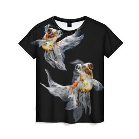 Женская футболка 3D с принтом Бойцовая рыбка в Новосибирске, 100% полиэфир ( синтетическое хлопкоподобное полотно) | прямой крой, круглый вырез горловины, длина до линии бедер | аквариумная | бойцовая | красивый | плавники | рыба | рыбка | хвост | япаонская