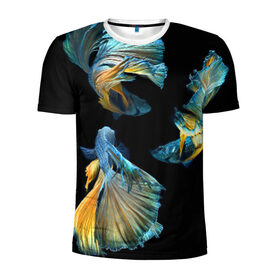 Мужская футболка 3D спортивная с принтом Бойцовая рыбка в Новосибирске, 100% полиэстер с улучшенными характеристиками | приталенный силуэт, круглая горловина, широкие плечи, сужается к линии бедра | аквариумная | бойцовая | красивый | плавники | рыба | рыбка | хвост | япаонская