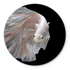 Коврик круглый с принтом Бойцовая рыбка в Новосибирске, резина и полиэстер | круглая форма, изображение наносится на всю лицевую часть | аквариумная | бойцовая | красивый | плавники | рыба | рыбка | хвост | япаонская