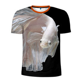 Мужская футболка 3D спортивная с принтом Бойцовая рыбка в Новосибирске, 100% полиэстер с улучшенными характеристиками | приталенный силуэт, круглая горловина, широкие плечи, сужается к линии бедра | аквариумная | бойцовая | красивый | плавники | рыба | рыбка | хвост | япаонская