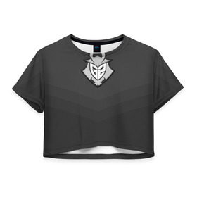 Женская футболка 3D укороченная с принтом G2 eSports в Новосибирске, 100% полиэстер | круглая горловина, длина футболки до линии талии, рукава с отворотами | csgo | cybersport | esports | g2 | team | г2 | ксго