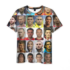 Мужская футболка 3D с принтом Великие футболисты в Новосибирске, 100% полиэфир | прямой крой, круглый вырез горловины, длина до линии бедер | великие | звёзды | знаменитости | игроки | легендарные | лучшие | самые крутые | футбол | футболисты | элита