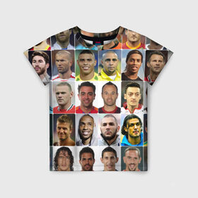 Детская футболка 3D с принтом Великие футболисты в Новосибирске, 100% гипоаллергенный полиэфир | прямой крой, круглый вырез горловины, длина до линии бедер, чуть спущенное плечо, ткань немного тянется | великие | звёзды | знаменитости | игроки | легендарные | лучшие | самые крутые | футбол | футболисты | элита