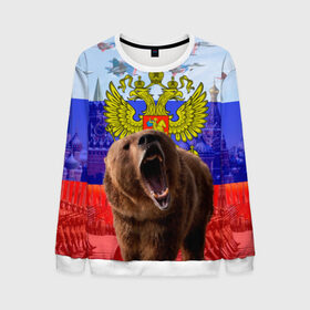 Мужской свитшот 3D с принтом Русский медведь и герб в Новосибирске, 100% полиэстер с мягким внутренним слоем | круглый вырез горловины, мягкая резинка на манжетах и поясе, свободная посадка по фигуре | герб | медведь | россия | русский | русский медведь