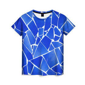 Женская футболка 3D с принтом Битое стекло в Новосибирске, 100% полиэфир ( синтетическое хлопкоподобное полотно) | прямой крой, круглый вырез горловины, длина до линии бедер | абстракция | витраж | мозаика | стекло
