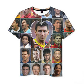 Мужская футболка 3D с принтом Лионель Месси - лучший в Новосибирске, 100% полиэфир | прямой крой, круглый вырез горловины, длина до линии бедер | lionel messi | аргентина | барса | барселона | золотой мяч | лионель месси | лучшие футболисты | любимый игрок | мой любимец | самый крутой | сердце | футбол | я люблю