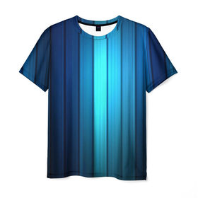 Мужская футболка 3D с принтом Blue lines в Новосибирске, 100% полиэфир | прямой крой, круглый вырез горловины, длина до линии бедер | абстракт lines blue