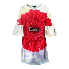 Детское платье 3D с принтом Елена в Новосибирске, 100% полиэстер | прямой силуэт, чуть расширенный к низу. Круглая горловина, на рукавах — воланы | девушке | елена | имя | лена | любимой | подарок | подарок любимой | подарок на 8 марта | подарок на день рождения | с 8 марта | цветок | цветы