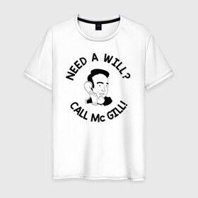 Мужская футболка хлопок с принтом NEED A WILL CALL MC GILL! в Новосибирске, 100% хлопок | прямой крой, круглый вырез горловины, длина до линии бедер, слегка спущенное плечо. | better | breaking bad | call | saul | во все тяжкие | звони | солу