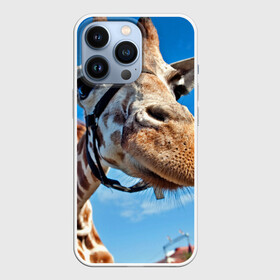 Чехол для iPhone 13 Pro с принтом Прикольный жираф в Новосибирске,  |  | африка | животное | жираф | небо | природа