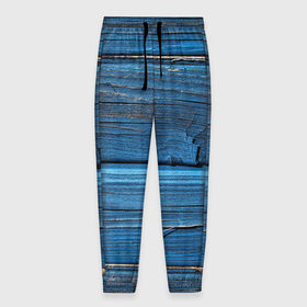 Мужские брюки 3D с принтом Голубые доски в Новосибирске, 100% полиэстер | манжеты по низу, эластичный пояс регулируется шнурком, по бокам два кармана без застежек, внутренняя часть кармана из мелкой сетки | дерево | доска | природа | стена | текстура