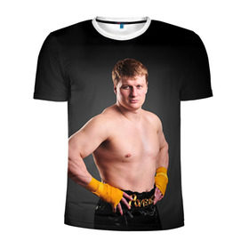 Мужская футболка 3D спортивная с принтом Поветкин в Новосибирске, 100% полиэстер с улучшенными характеристиками | приталенный силуэт, круглая горловина, широкие плечи, сужается к линии бедра | 