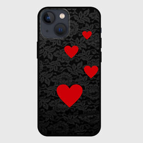 Чехол для iPhone 13 mini с принтом Кружево и сердца в Новосибирске,  |  | Тематика изображения на принте: dg | dolce | gabbana | габбана | дольче | любовь | сердечко
