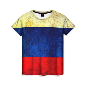 Женская футболка 3D с принтом Триколор в Новосибирске, 100% полиэфир ( синтетическое хлопкоподобное полотно) | прямой крой, круглый вырез горловины, длина до линии бедер | new | краска | патриот | прикольные | русский | триколор