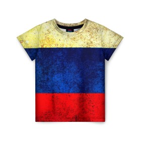 Детская футболка 3D с принтом Триколор в Новосибирске, 100% гипоаллергенный полиэфир | прямой крой, круглый вырез горловины, длина до линии бедер, чуть спущенное плечо, ткань немного тянется | new | краска | патриот | прикольные | русский | триколор