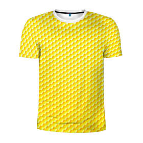 Мужская футболка 3D спортивная с принтом Соты в Новосибирске, 100% полиэстер с улучшенными характеристиками | приталенный силуэт, круглая горловина, широкие плечи, сужается к линии бедра | yellow | вкусные | еда | желтый | прикольные | пчелы | соты