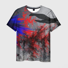 Мужская футболка 3D с принтом Взрыв красок в Новосибирске, 100% полиэфир | прямой крой, круглый вырез горловины, длина до линии бедер | Тематика изображения на принте: взрыв | краски