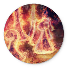 Коврик круглый с принтом Фигуры из пламени в Новосибирске, резина и полиэстер | круглая форма, изображение наносится на всю лицевую часть | пламя
