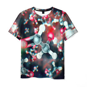 Мужская футболка 3D с принтом Молекулы в Новосибирске, 100% полиэфир | прямой крой, круглый вырез горловины, длина до линии бедер | арт | мидицина | молекулы | нервы | тромбы | фантастика